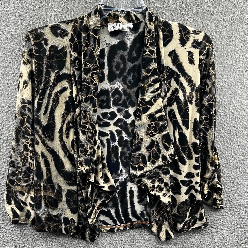 Womens Animal Print Cardigan S Draped Open Front Boho Artsy Statement Layering